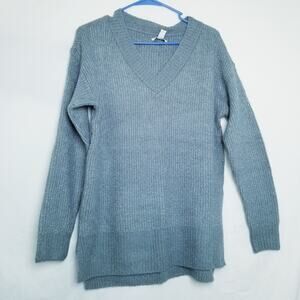 NWT's Nine West Women's Sweater Size S Oversize Blue/Grey Silver Threads V-neck